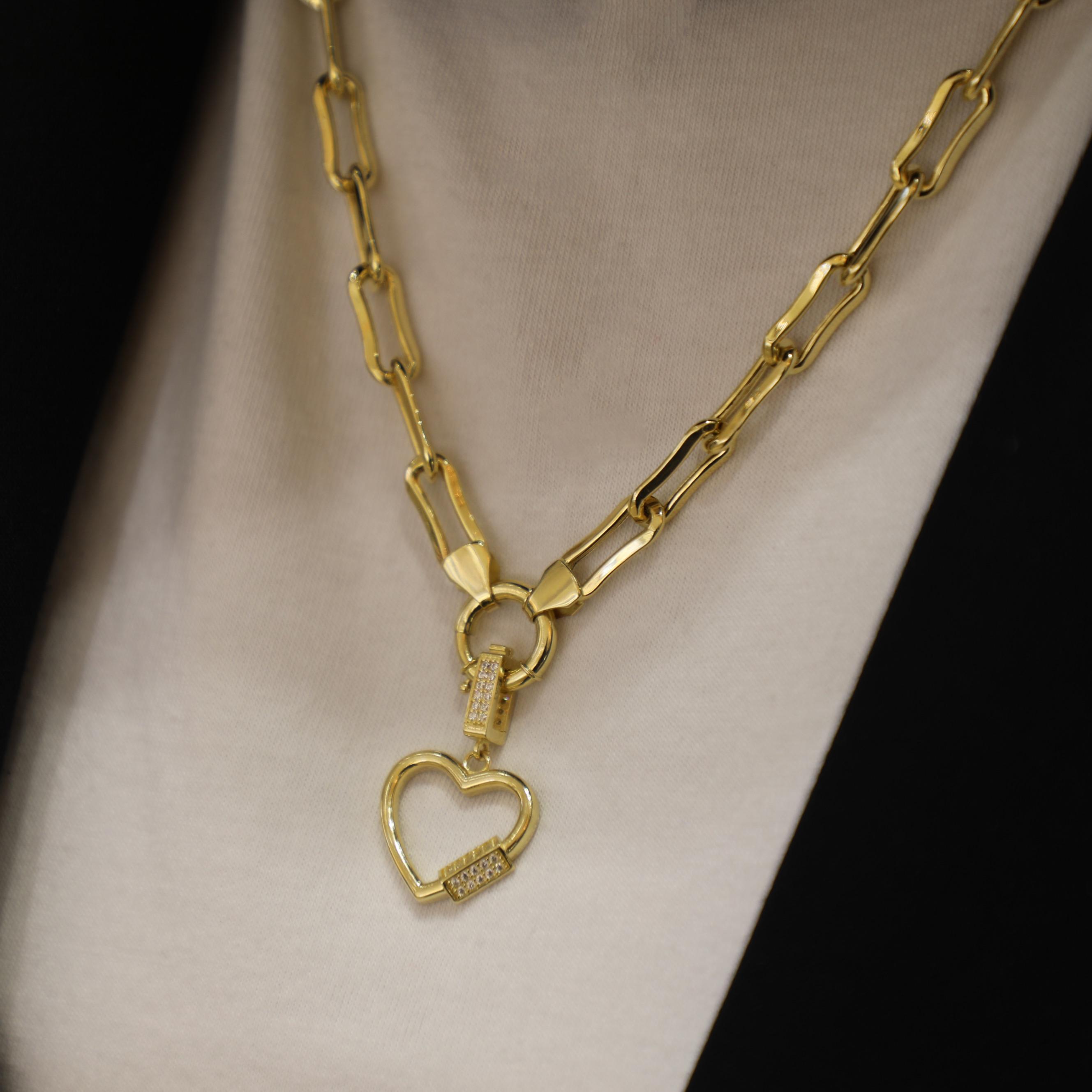 Taşlı Kalp Charm Kolye