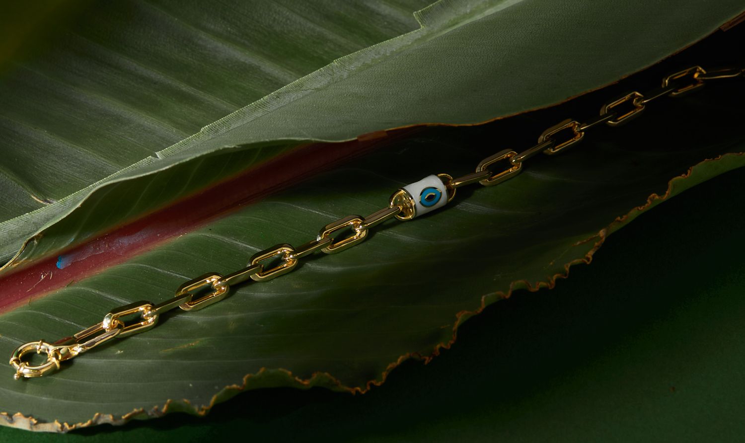 Mavi Beyaz Detaylı Zincir Bileklik