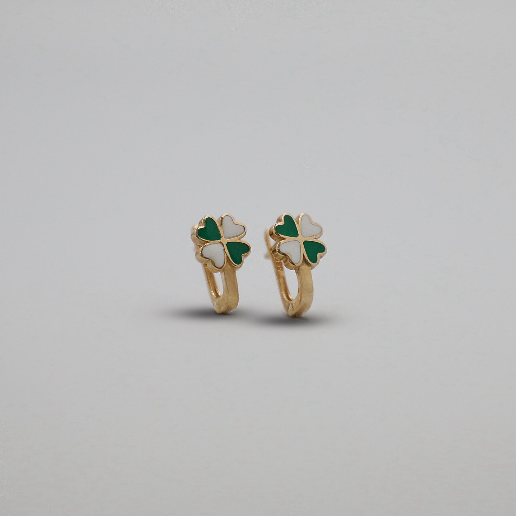 Çocuk Yeşil-Beyaz Yonca Küpe