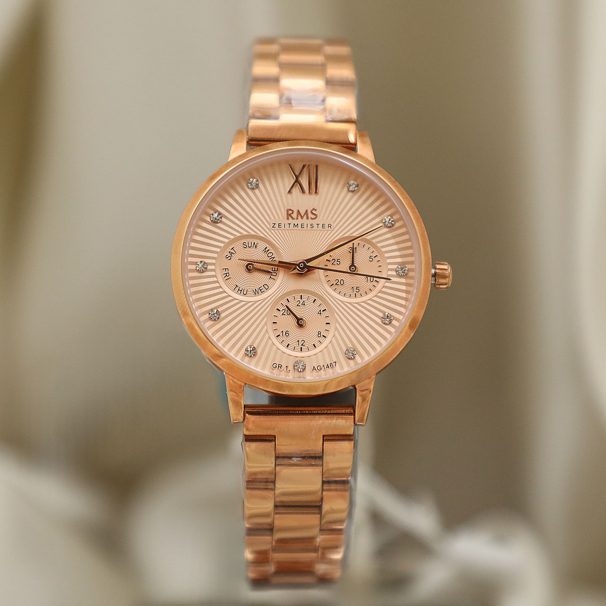 Kadın Taşlı Rose Saat