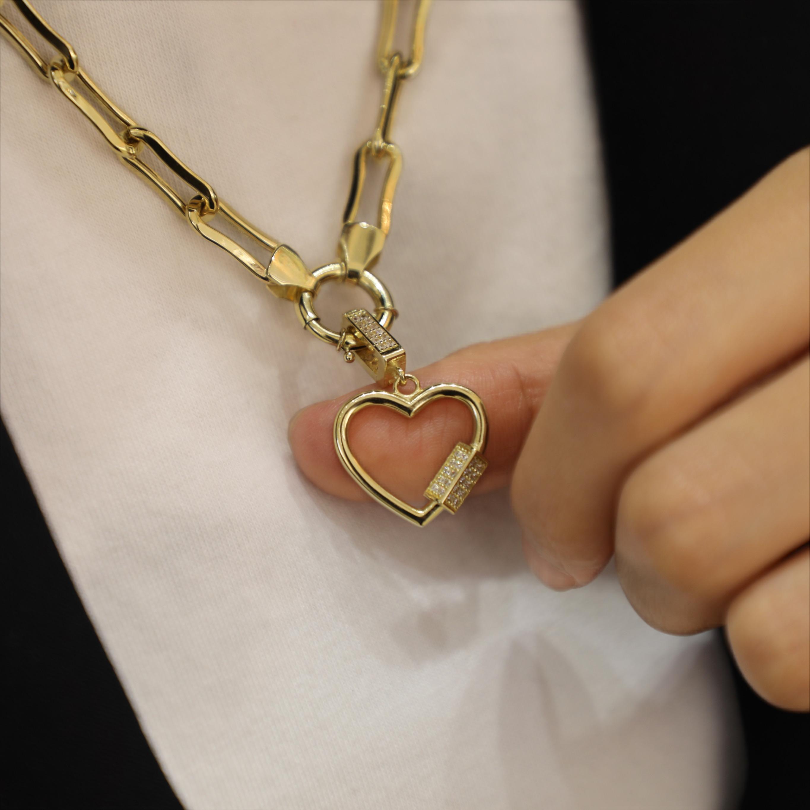 Taşlı Kalp Charm Kolye