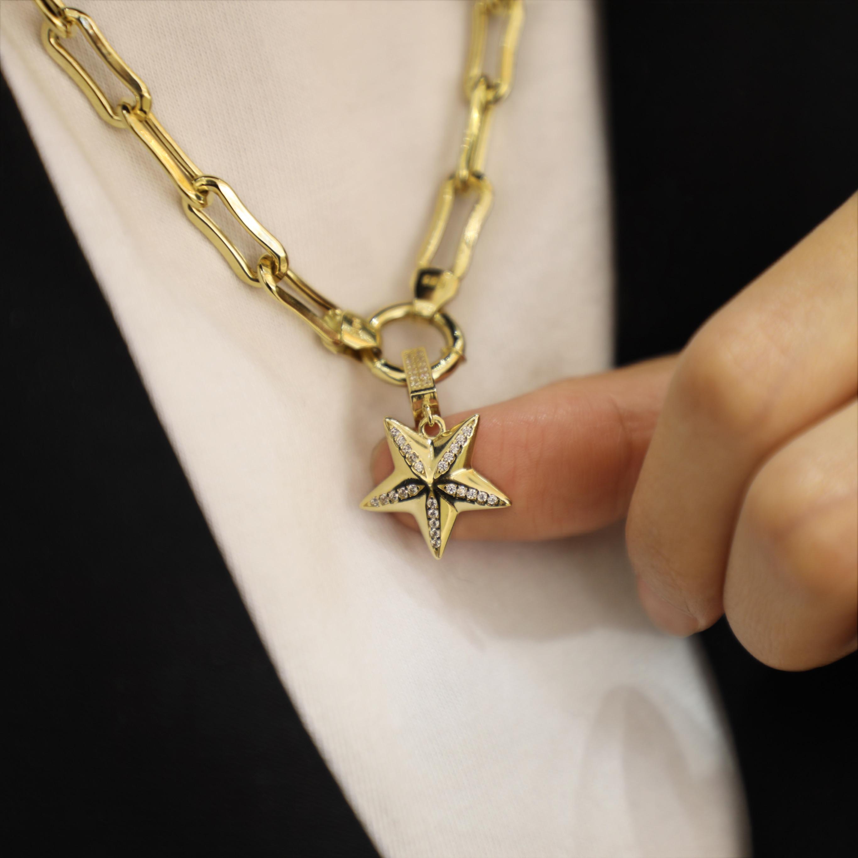 Taşlı Yıldız Charm Kolye