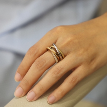 Üç Renk Taşlı Mat Yüzük