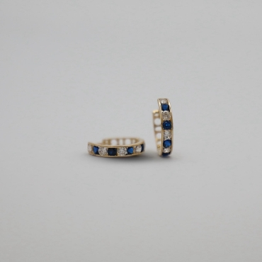 Çocuk Lacivert Beyaz Taşlı Küpe