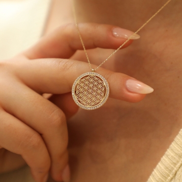 Taşlı Yaşam Çiçeği Kolye