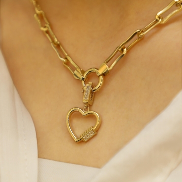 Detay Kalp Kolye Charm